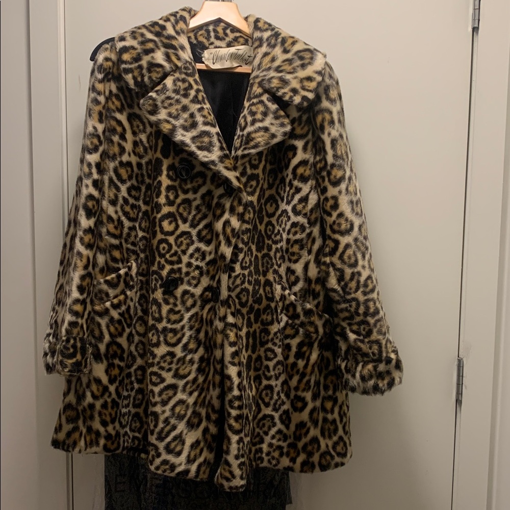 Leopard Print Faux Fur Vintage Coat